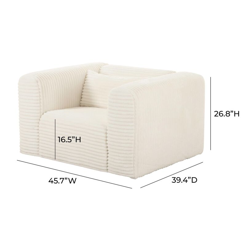 Casafoyer Tarra Fluffy Oversized Cream Corduroy Armchair image number 4