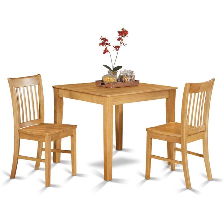 3 Pc small Kitchen Table set - square Kitchen Table and 2 dinette Chairs