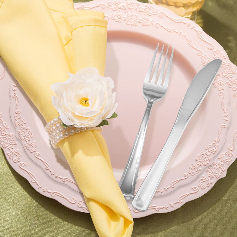 Pink Vintage Round Plastic Wedding Value Set (30 Sets) image number 7