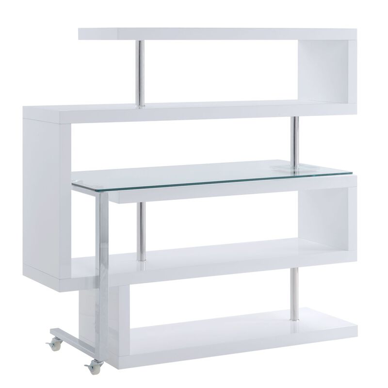 Raceloma Writing Desk w/Shelf, Clear Glass, White & Chrome Finish 93179 image number 6