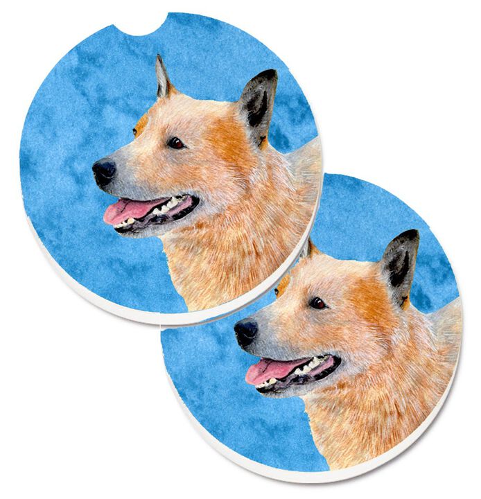Caroline's Treasures Blue Australian Cattle Dog Set of 2 Cup Holder Car Coasters LH9362BUCARC, 2.56, Multicolor