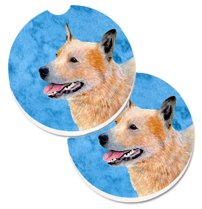 Caroline's Treasures Blue Australian Cattle Dog Set of 2 Cup Holder Car Coasters LH9362BUCARC, 2.56, Multicolor image number 0