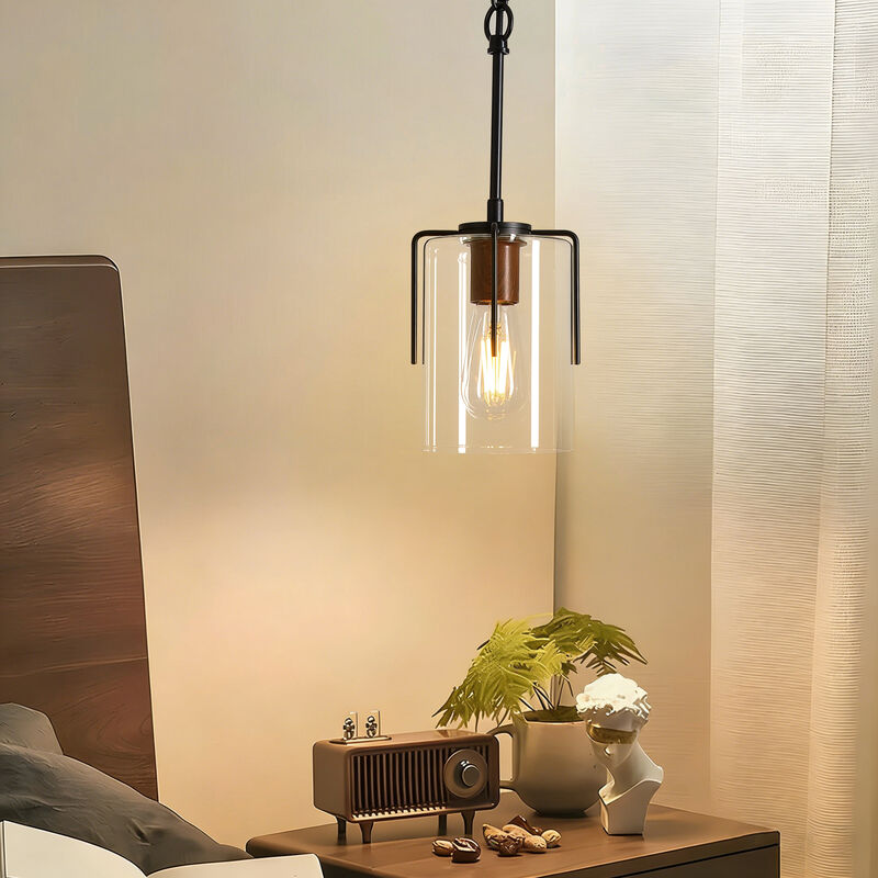 ELEMENT ACE Industrial Pendant Light with Clear Glass Shade Glare-Free Ceiling Light Fixture for Kitchen Island Dining Room Entryway Home Decor image number 4