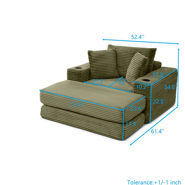 GOODSILO Oversized Cloud-Like Boneless Chaise Lounge Chair 3-in-1 Convertible Modular Sleeper Sofa for Reading, Living Rooms, Bedrooms and Small Apartments