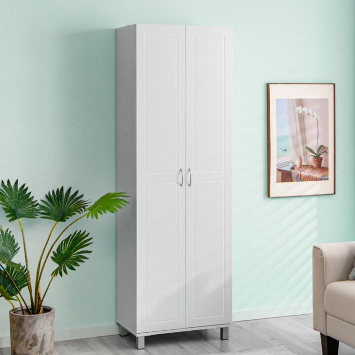 Hivvago 73.5 Inch Freestanding Double Door Tall Versatile Storage Organizer-White