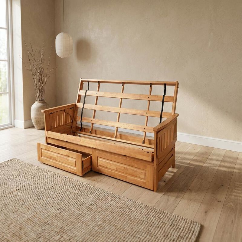 Futon Sofa Bed with Frame and Mattress image number 4