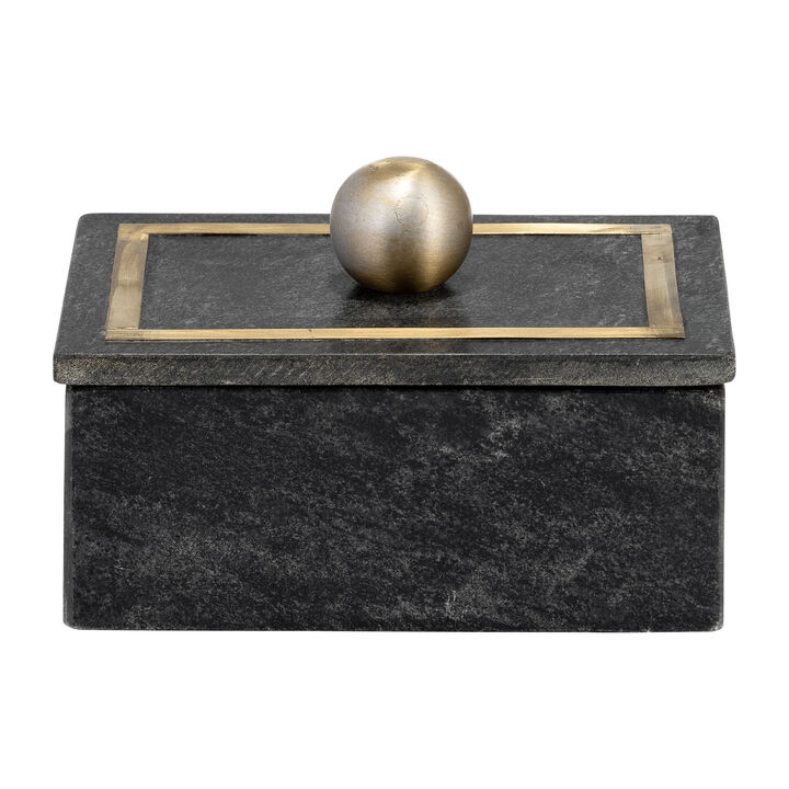 Marble, 7x5 Rectangular Box - Knob, Black