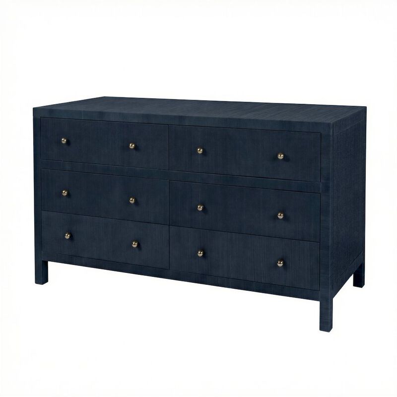 Butler Specialty Nora 60 in. W Raffia 6 Drawer Dresser, Blue image number 0