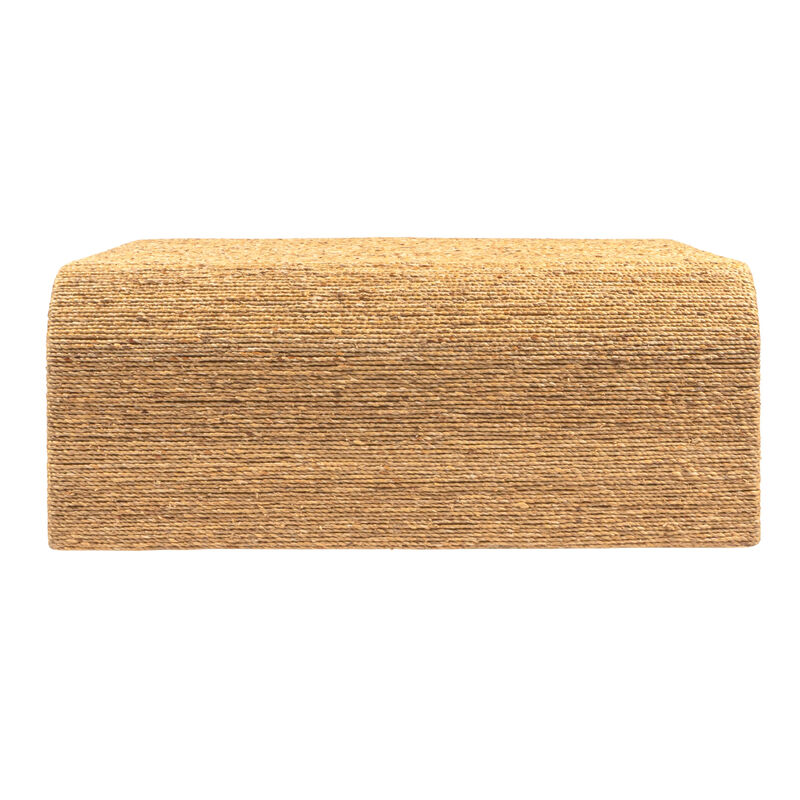 Woven Water Hyacinth & Acacia Wood Coffee Table with Waterfall Edge, Large image number 4