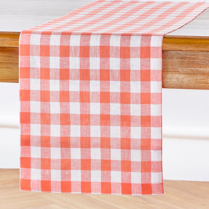 Solino Home Morgan Check 100% Linen Table Runner &ndash; Handcrafted, Machine Washable, Perfect for Holiday and Everyday Dining