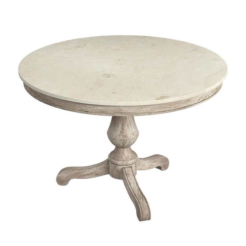 Butler Specialty Danielle 44 Round Pedestal Marble top Dining Table, Gray and White