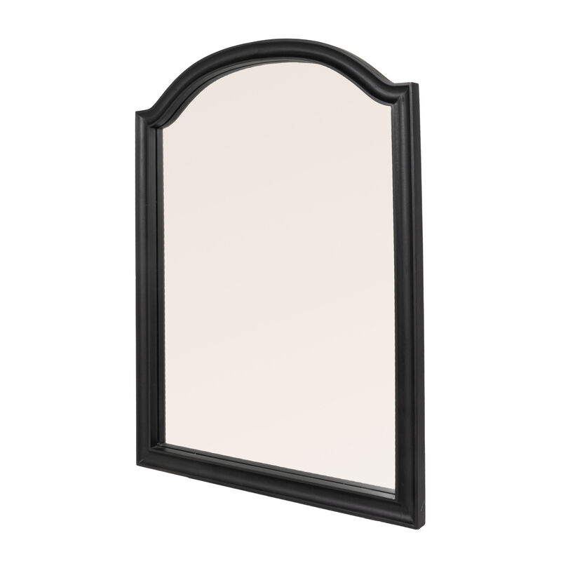 Arched Mango Wood Wall Mirror, Black image number 0
