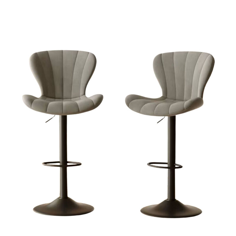 Modern Fabric Swivel Bar Stools Set of 2, Steady Adjustable Counter Height Stools with Back and Footrest, 360&deg; Kitchen Island Chairs for Kitchen Counter, Home Bar image number 0