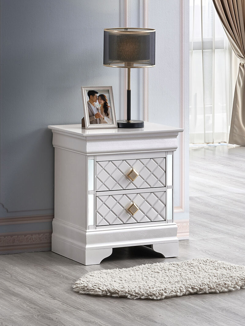 Veron Pearl White 2-Drawer 21 in. W NIghtstand