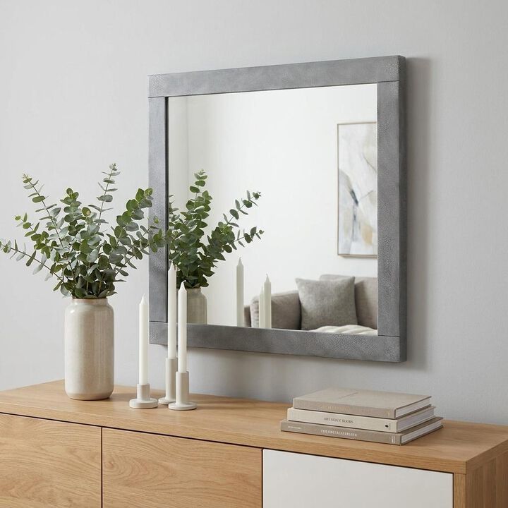 HomeRoots 35" Gray Wood Framed Accent Mirror