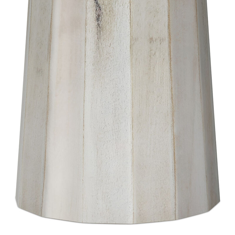 Dayton SOLID MANGO WOOD 13 inch Wide Round Contemporary Wooden Accent Table in White Wash , Fully Assembled