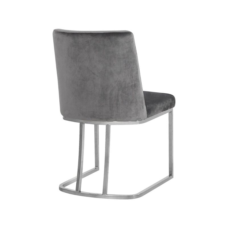 Meridian Furniture Heidi Grey Velvet Dining Chair, Set of 2