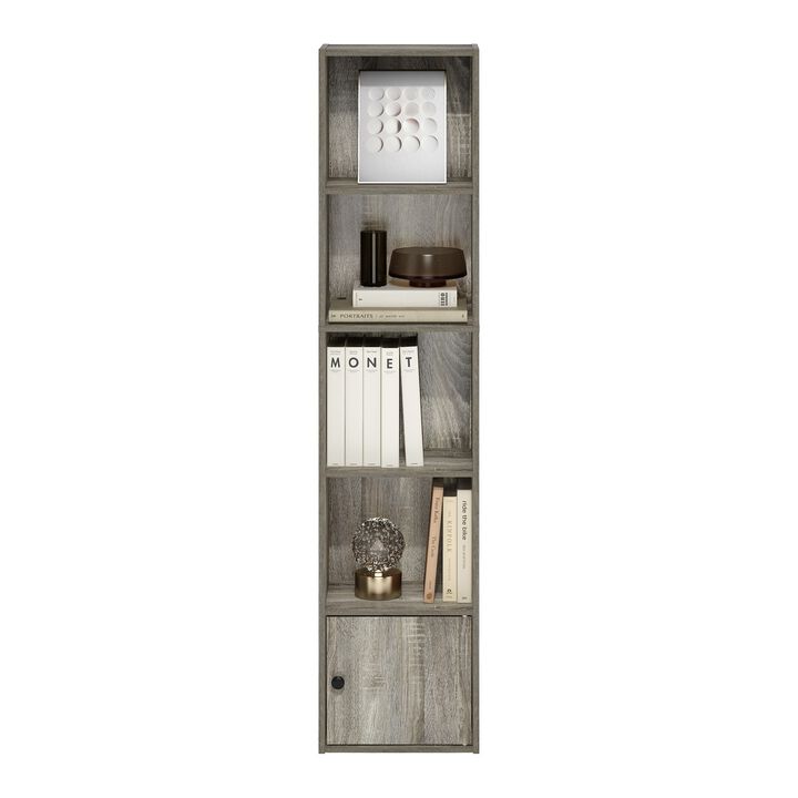 Furinno Luder Shelf Bookcase with 1 Door Storage Cabinet, French Oak