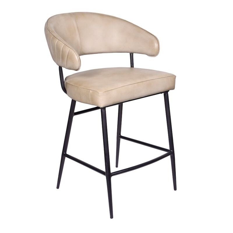 Barrett Genuine Leather Counter Chair in Stone