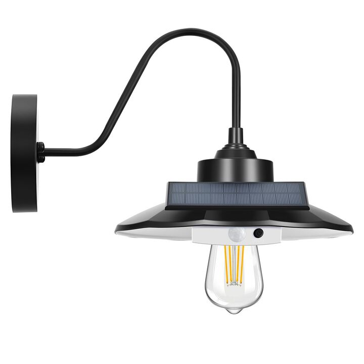 Solar Outdoor Barn Light, Motion Sensor & 3 Modes, Waterproof Wall Sconce - Black