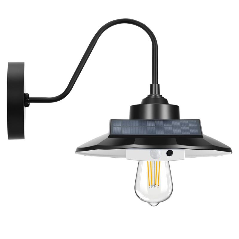 Solar Outdoor Barn Light, Motion Sensor & 3 Modes, Waterproof Wall Sconce - Black image number 0