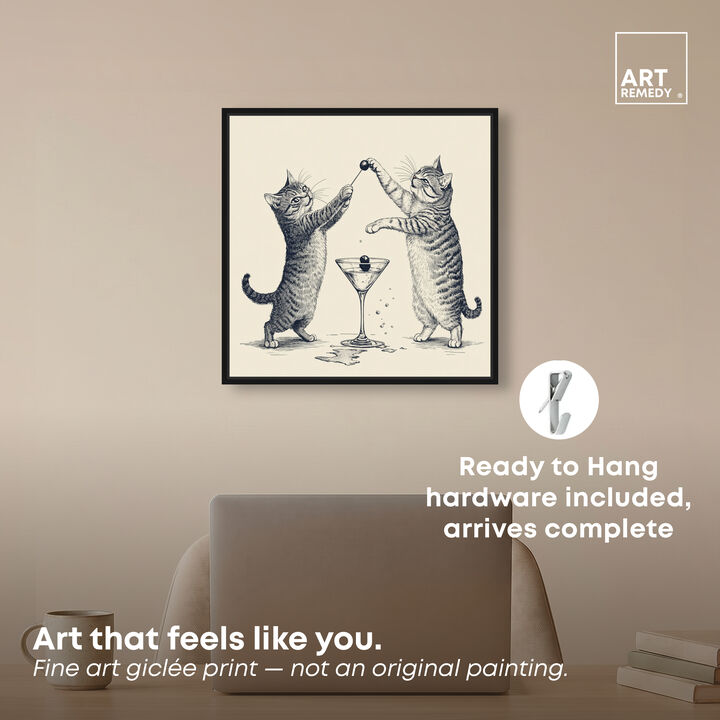 Cats Cocktail Hour Animals Canvas Print by Art Remedy