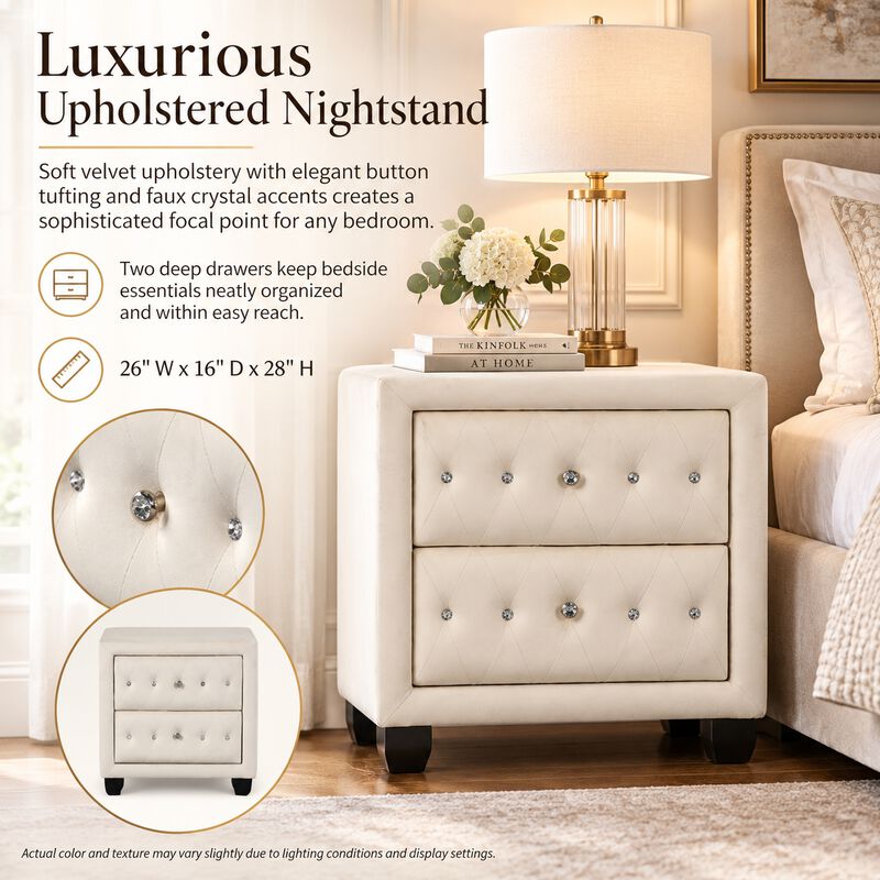 Ceralissiq Tufted 2-Drawer Nightstand image number 3