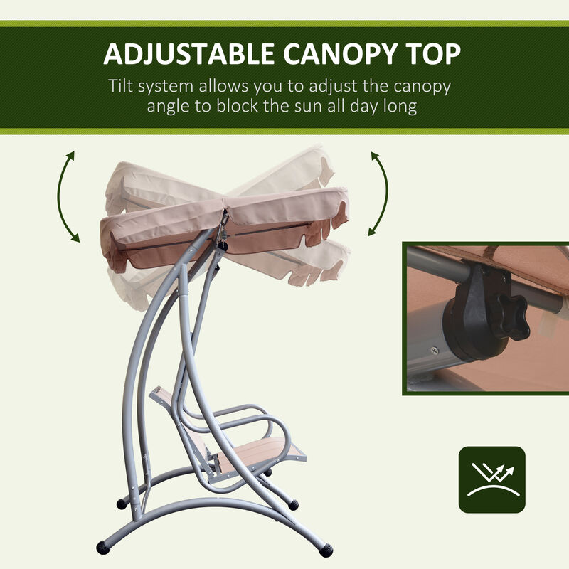 Hivvago 3-Seat Outdoor Porch Swing with Canopy image number 3
