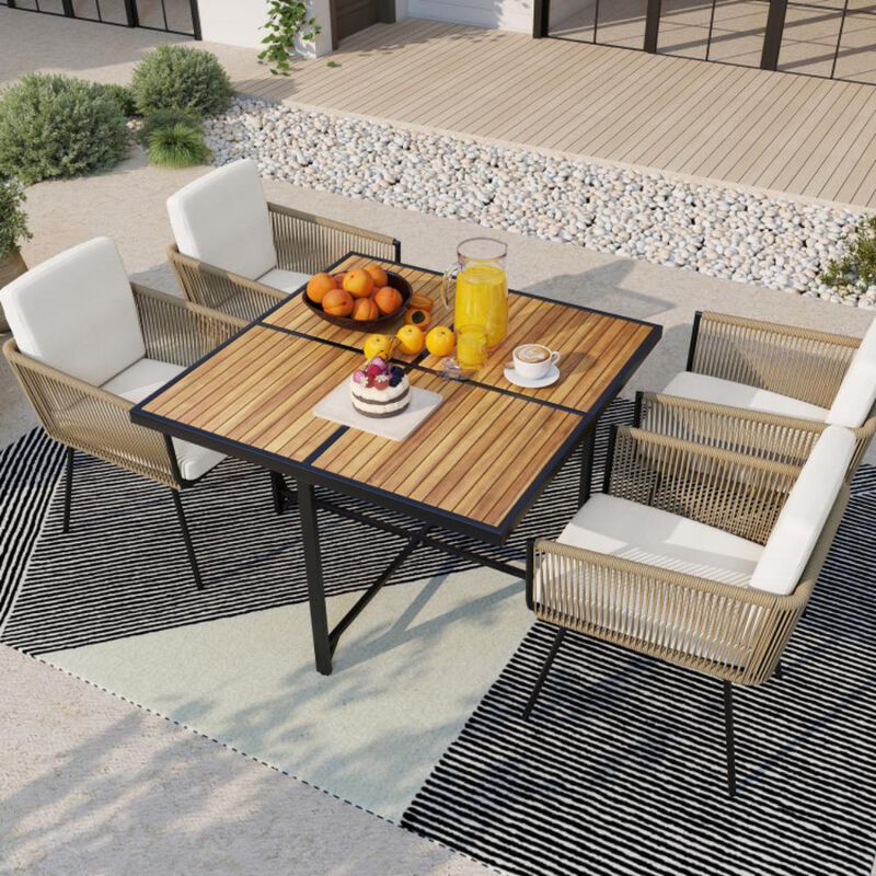 Hivvago 5 Pieces Patio Dining Set with Acacia Wood Tabletop