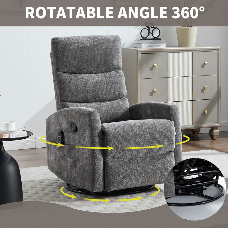 Heat Massage Manual Recliner Chair with Rocker and Swivel in Fabric image number 3