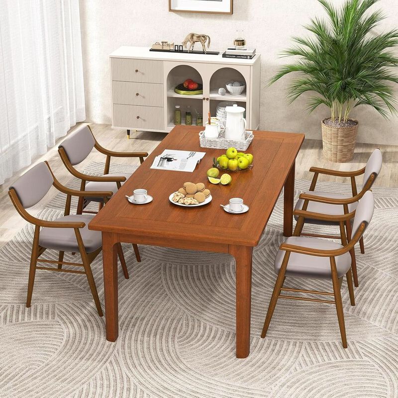 ShipItFurniture Wooden Velvet Upholstered Dining Chair - Rubberwood Frame, Mid-Century Modern image number 1