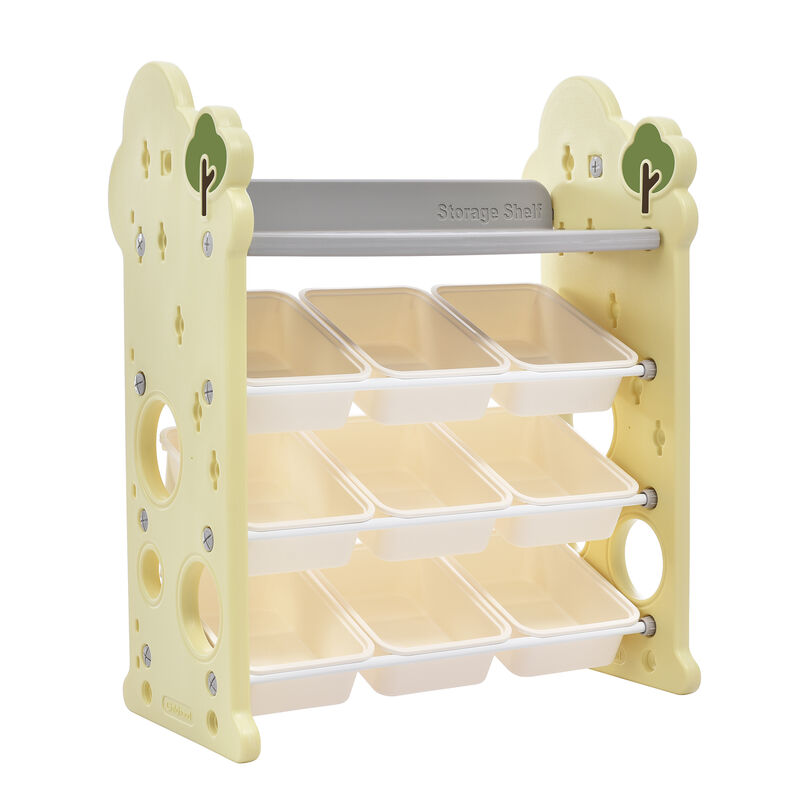 Kids Toy Storage Organizer with 14 Bins, Multi-functional Nursery Organizer Furniture Set with HDPE Shelf for Playroom