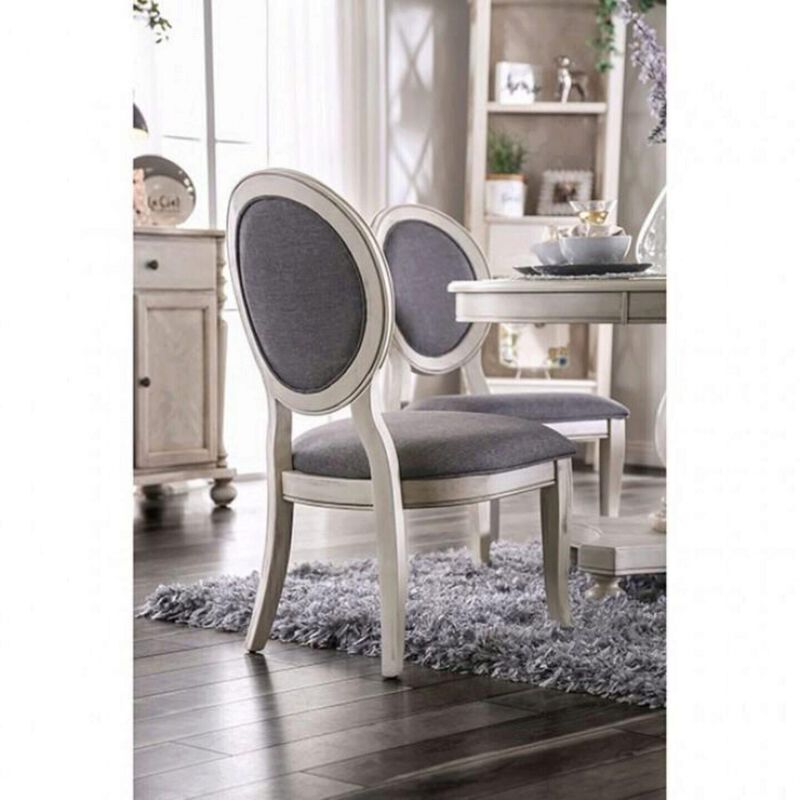 Streamdale Transitional Antique White & Gray Side Chairs, Set of 2 image number 3