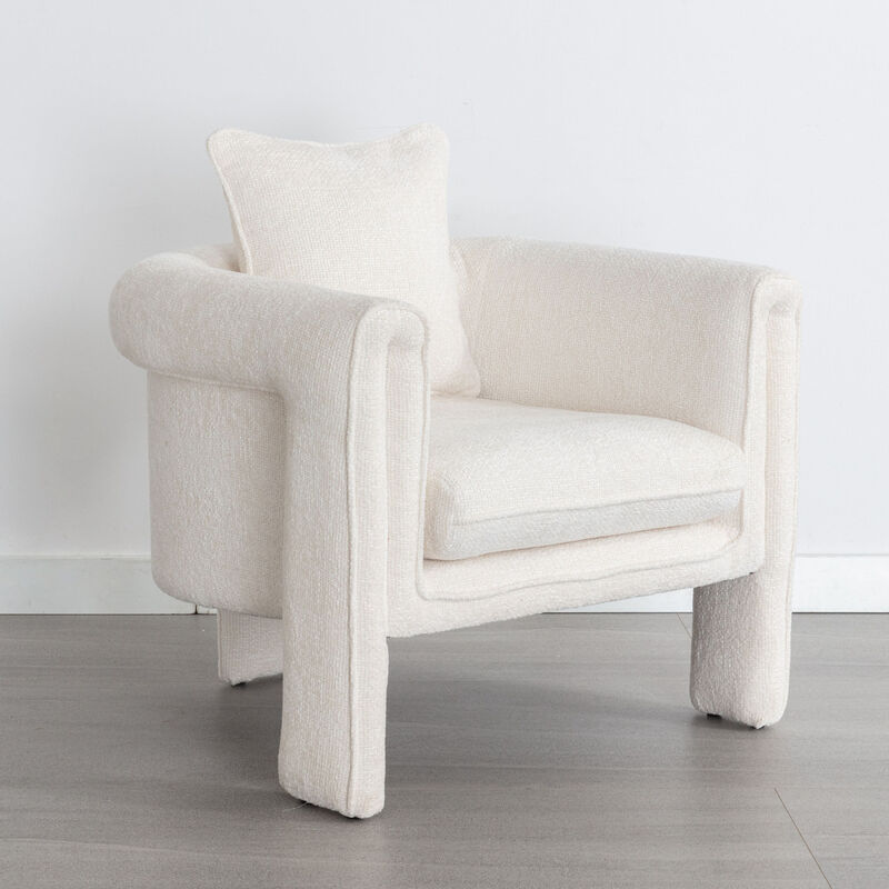 Modern Style Accent Chair Armchair for Living Room, Bedroom, Guest Room, Office, Ivory