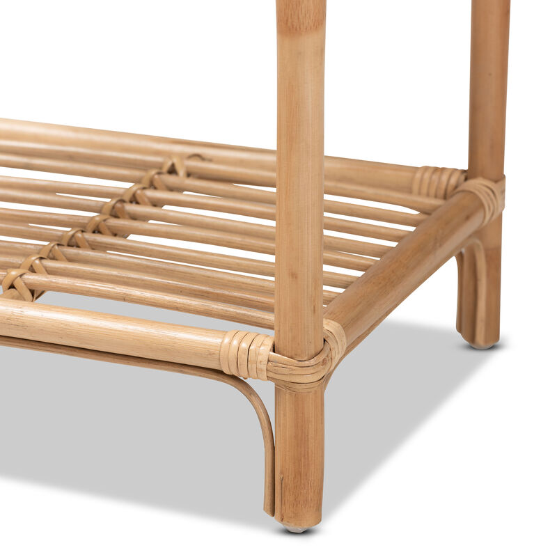 Baxton Studio Barras Modern Bohemian Natural Brown Finished Rattan 3-Tier Display Shelf