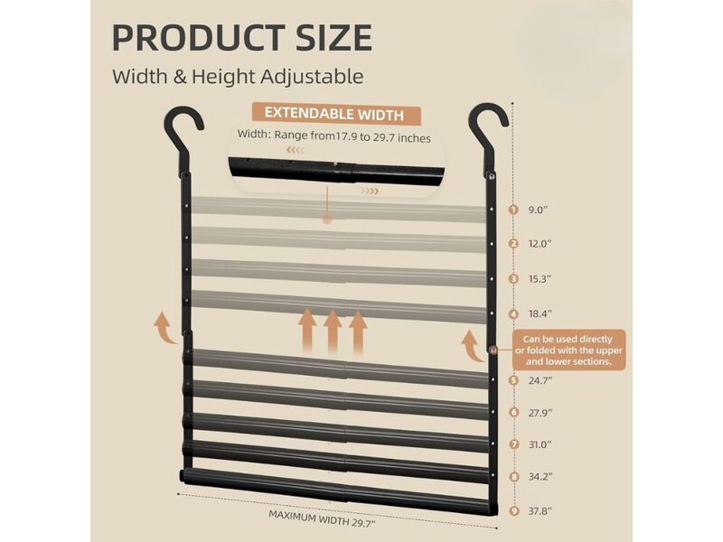 Adjustable Closet Rod Hanging Clothes Heavy Duty Closet Extender Hanging Rod Spa image number 2