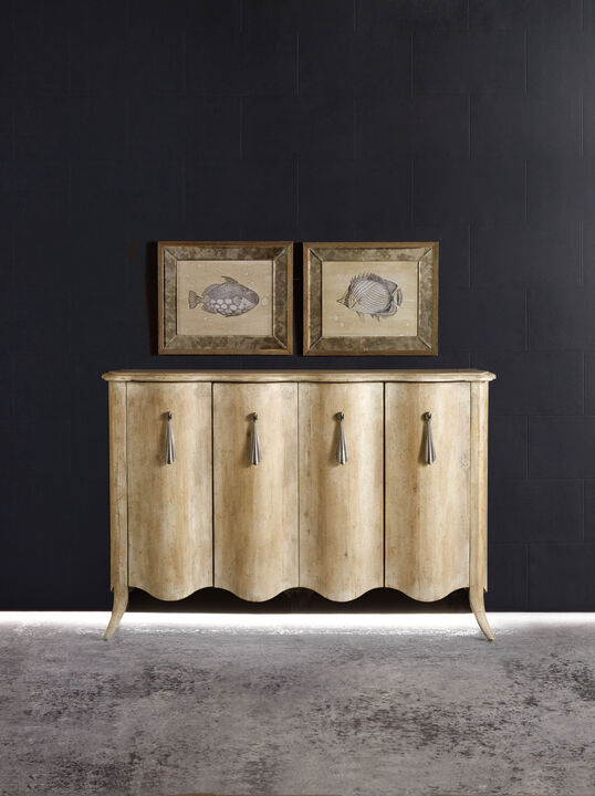Melange Draped Credenza in Light Wood