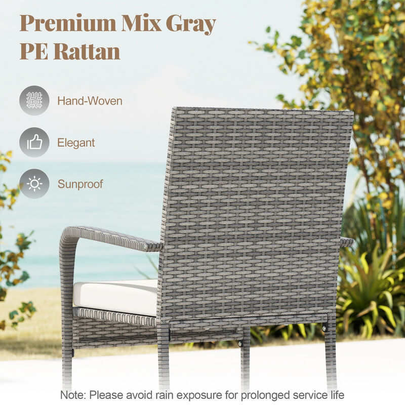 3 Piece Balcony Patio Furniture Set with Seat Cushions and Tempered Glass Tabletop image number 6