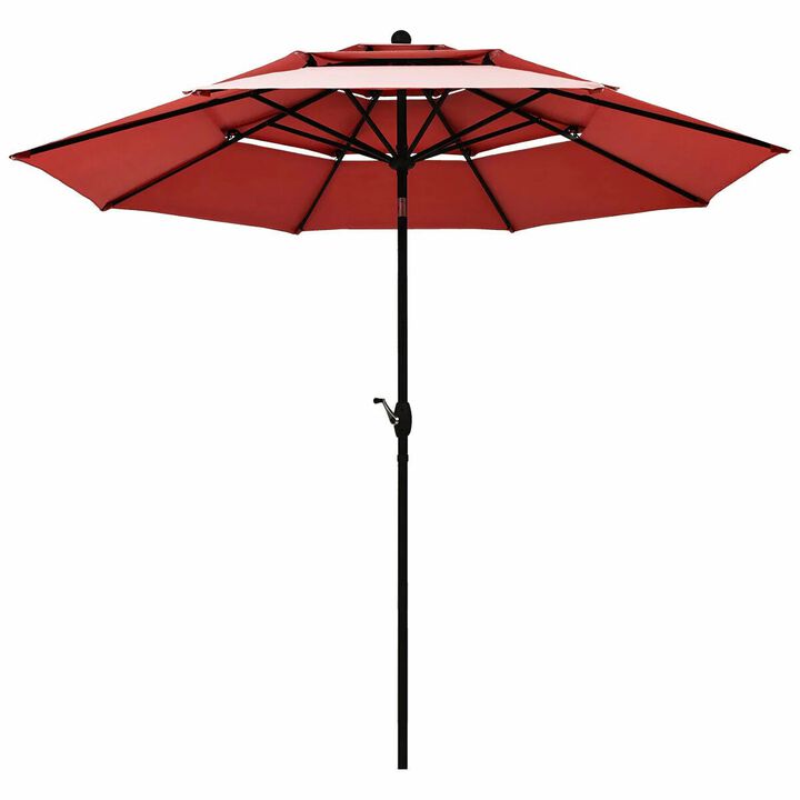 Mondawe 10 Feet 3 Tier Outdoor Patio Umbrella with Double Vented