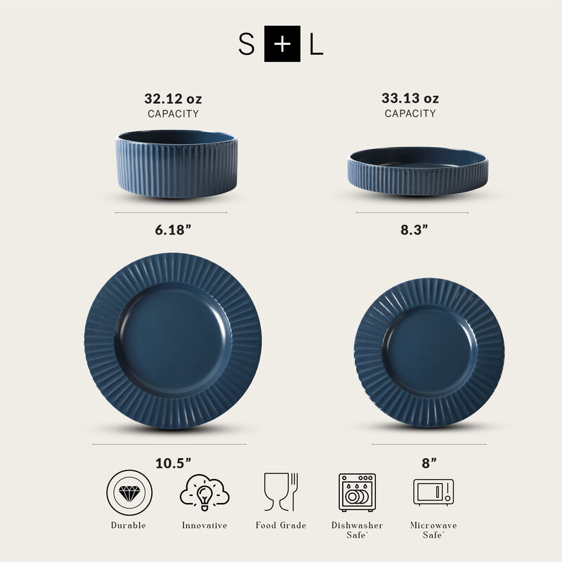 Christian Siriano Lusso Stoneware 16 Piece Dinnerware Set