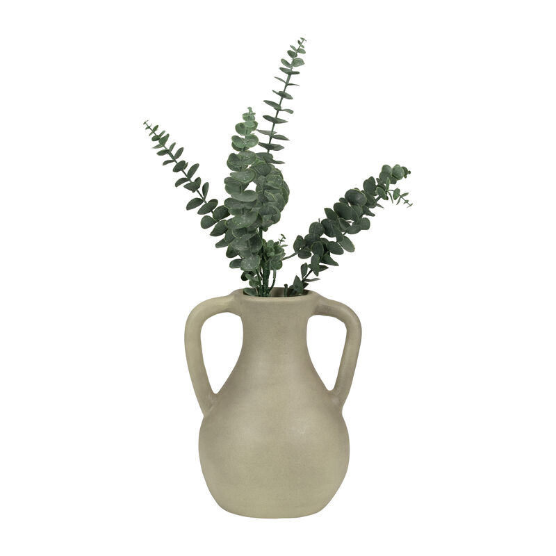 11" Terracotta Jug Vase W/ Handles, Sage Green image number 3