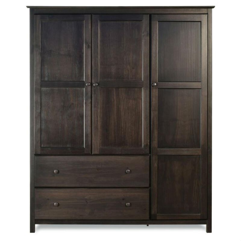 Hivvago Espresso Wood Finish Bedroom Wardrobe Armoire Cabinet Closet