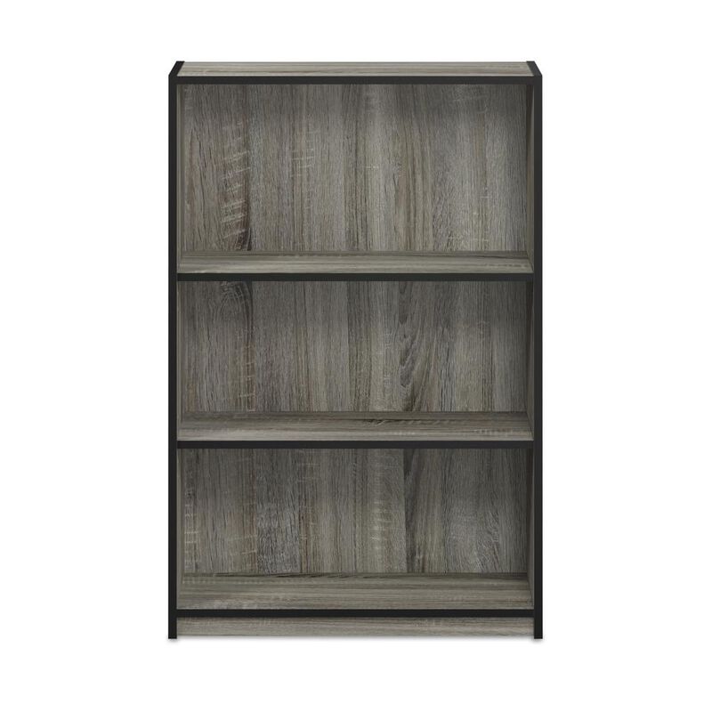 Furinno JAYA Simple Home 3-Tier Adjustable Shelf Bookcase, French Oak Grey, 14151R1GYW