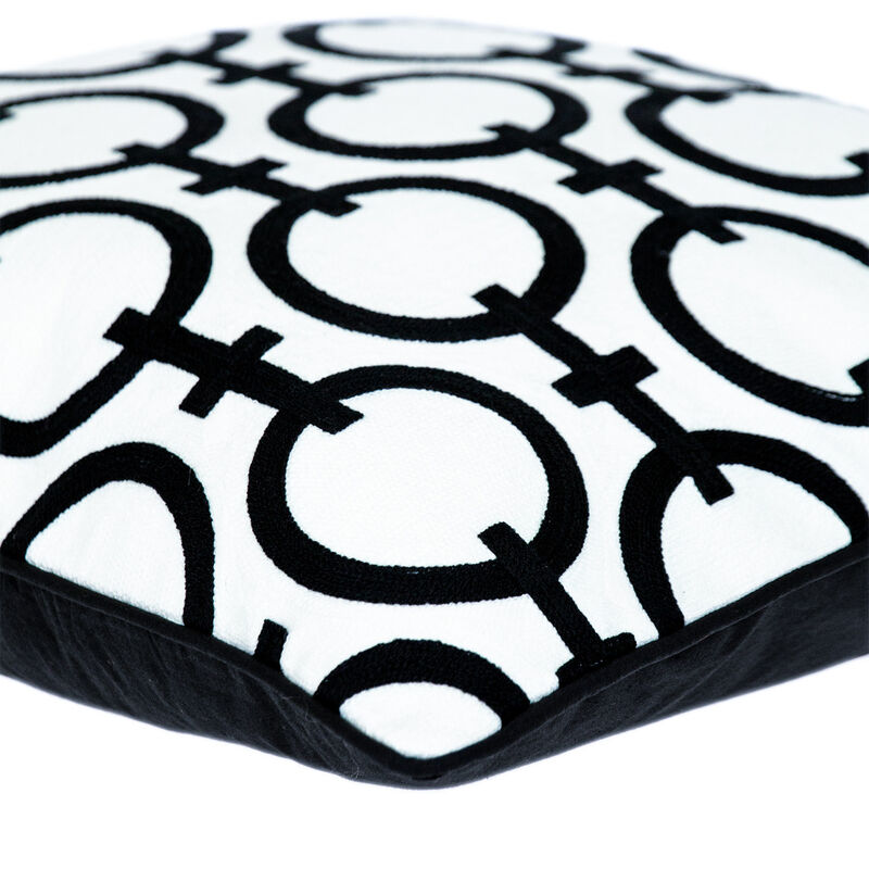 HomeRoots 20" Black and White Geometric Cotton Throw Pillow image number 3