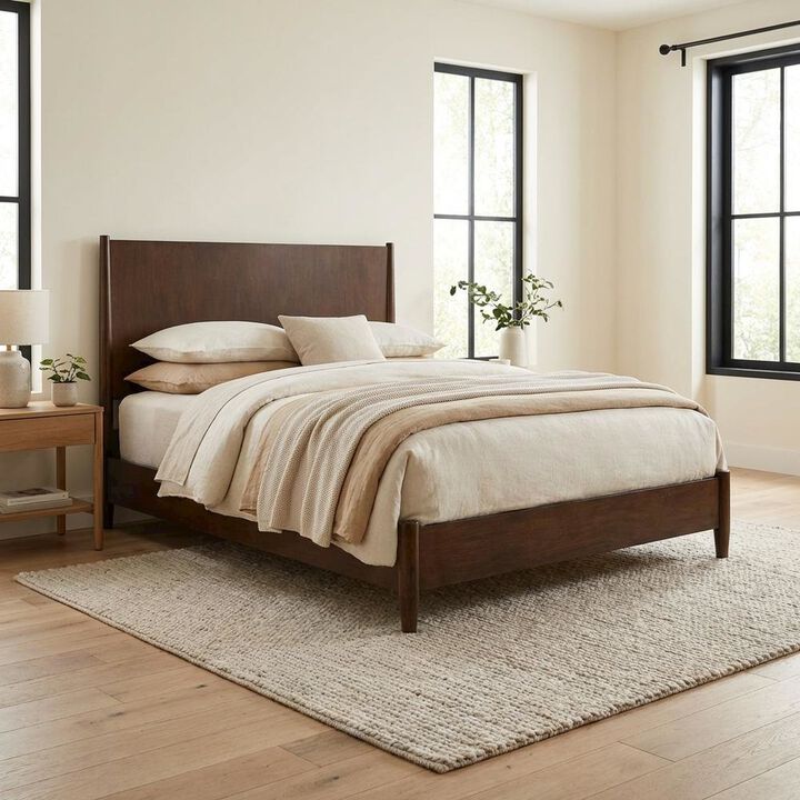 Alpine Furniture Flynn Mid Century Modern Panel Bed