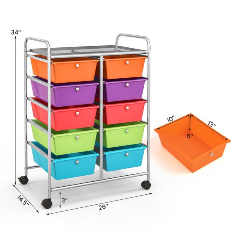 Hivvago 10-Drawer Rolling Storage Cart
