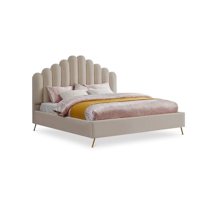 Meridian Furniture Lily Cream Velvet King Bed