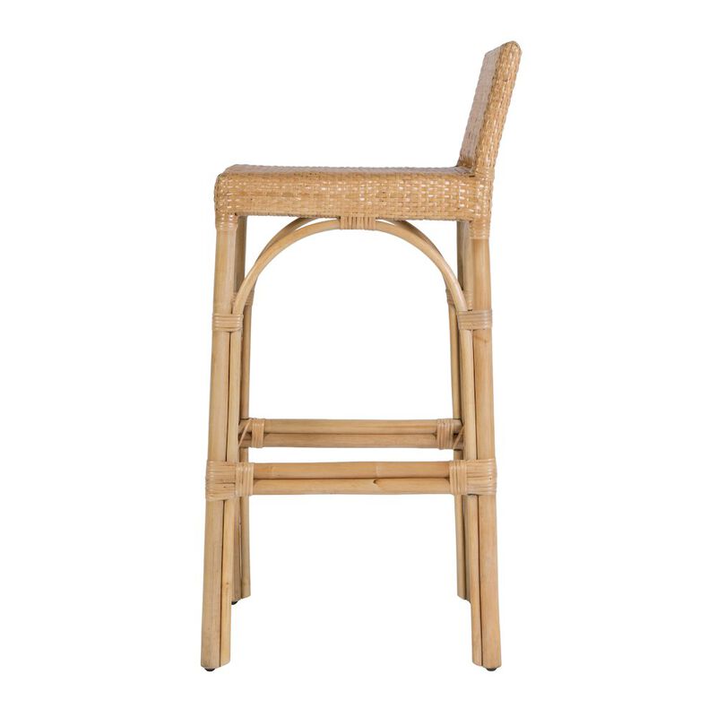 Butler Specialty Serienna 30 in. Seat Height Rectangular Rattan Low Back Bar Stool White and Gray image number 5