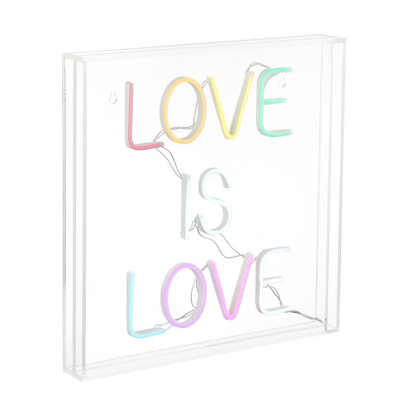 Love Is Love 15" Square Contemporary Glam Acrylic Box USB Operated LED Neon Light, Multi-Colored image number 1
