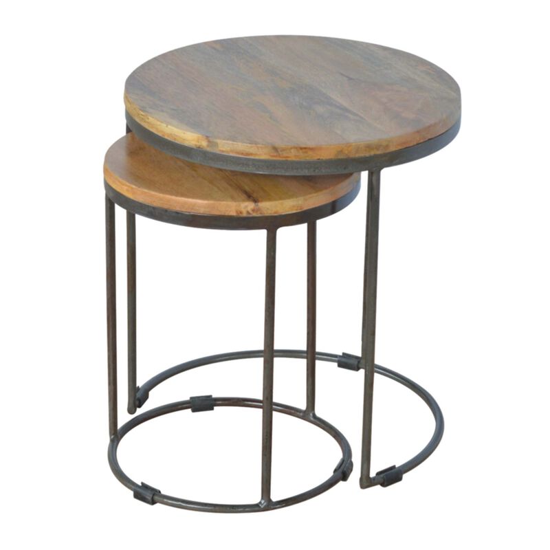 End Table Set of 2 with Iron Base image number 2